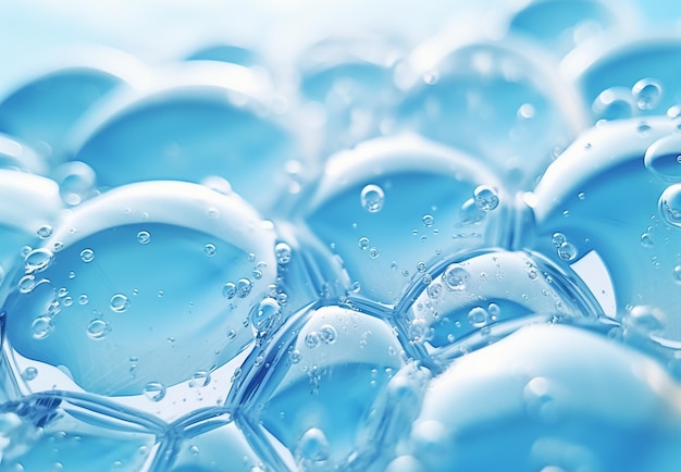 Photo close up of water drops on a blue background