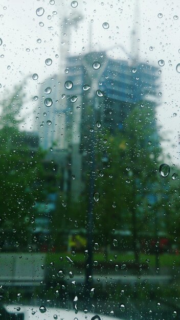 Close-up of water drops on glass