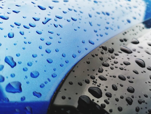 Close-up of water drops on metal