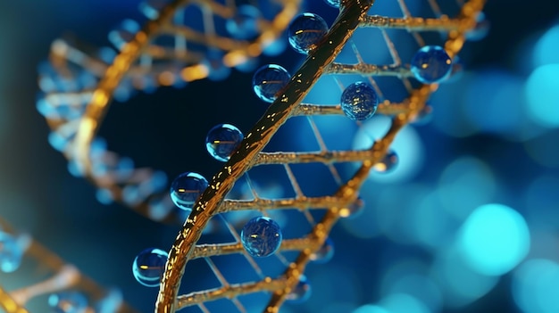 A close up of water drops on a stem