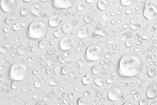 Close up of water drops on a white surface reflecting light