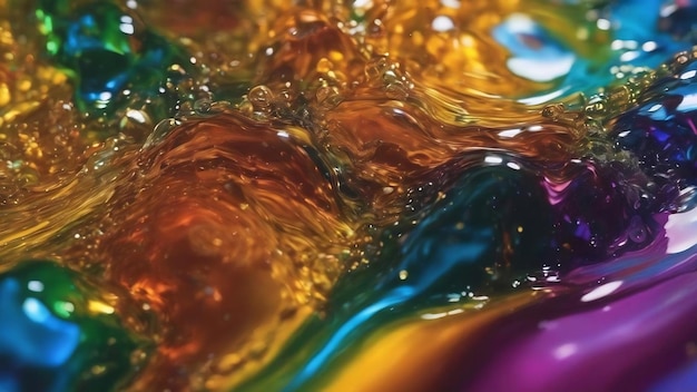 Foto close-up water en olie abstract in een regenboog verlichting effect