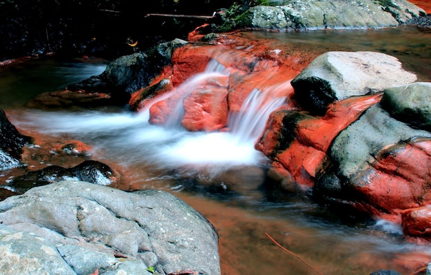 Photo close-up of water flowing through rocks