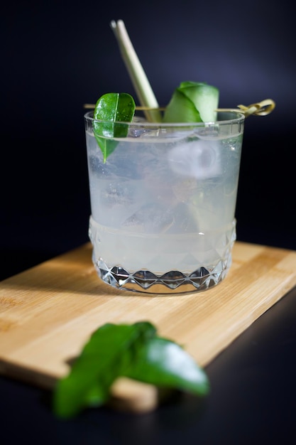 Close-up of water in glass on table