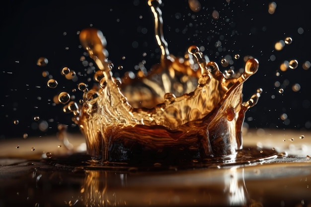 A close up of a water splash with the word coffee on it