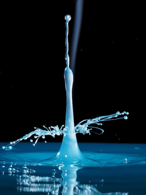 Photo close-up of water splashing against black background