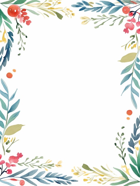 Photo a close up of a watercolor floral frame with a white background generative ai