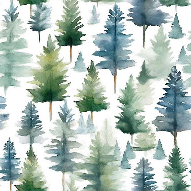 a close up of a watercolor painting of a forest generative ai