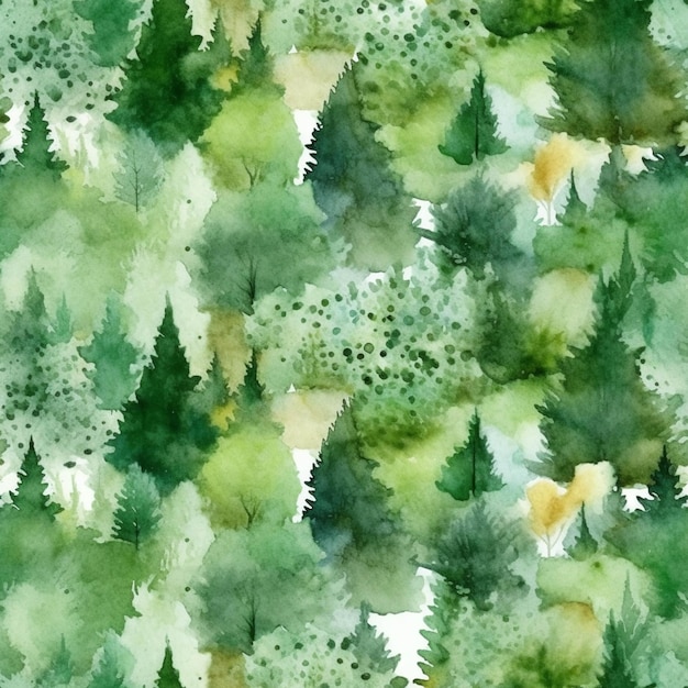 A close up of a watercolor painting of a forest generative ai
