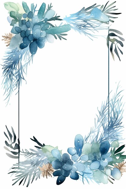a close up of a watercolor painting of a frame with flowers generative ai