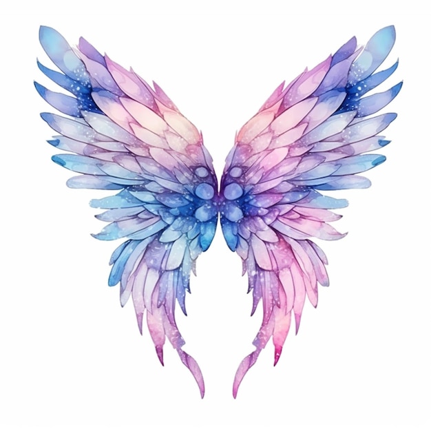 Photo a close up of a watercolor painting of a pair of wings generative ai