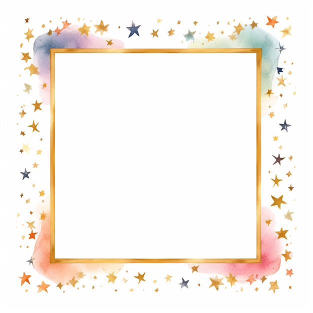 a close up of a watercolor picture frame with stars generative ai