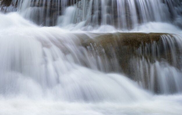 Close-up waterfall flowing on limestone