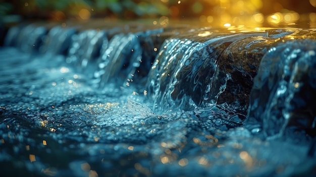 Photo close up of waterfall with streaming water