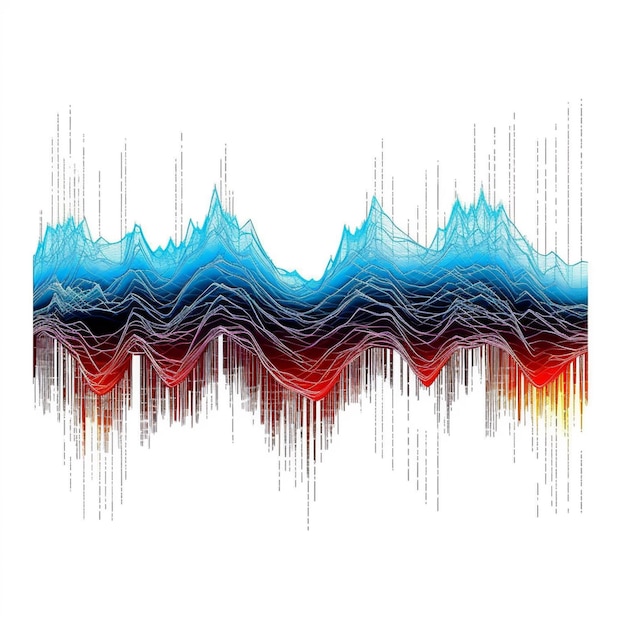 Photo a close up of a wave of colored lines on a white background generative ai