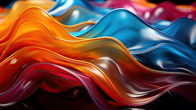 A close up of a wave of colored liquid generative ai image