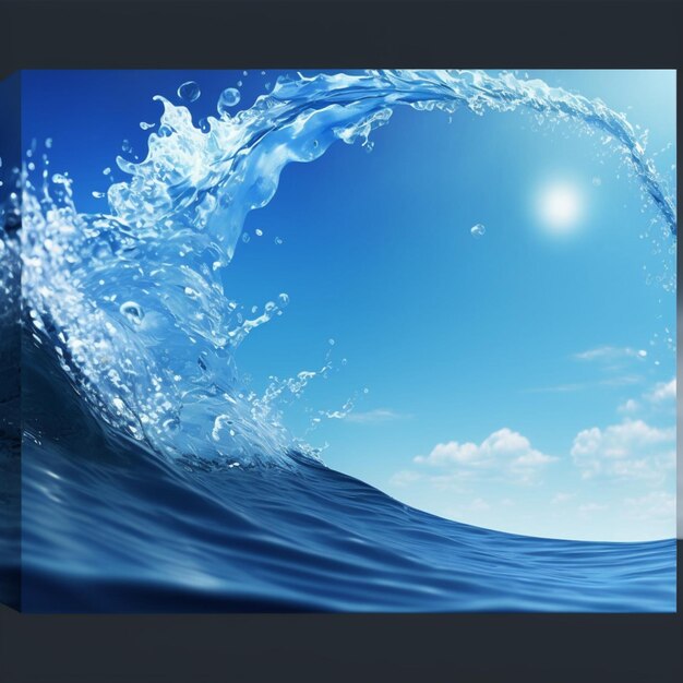 Photo a close up of a wave in the ocean with a sun in the background generative ai