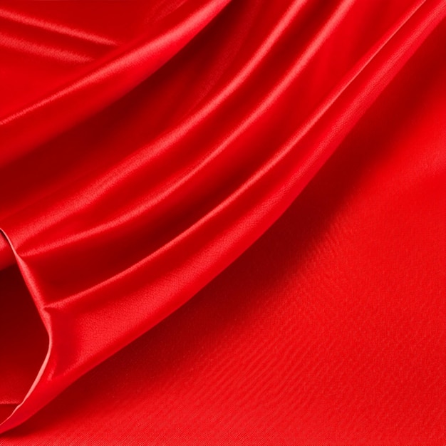 Close up wave red silk or satin fabric background or Red silk draped fabric background