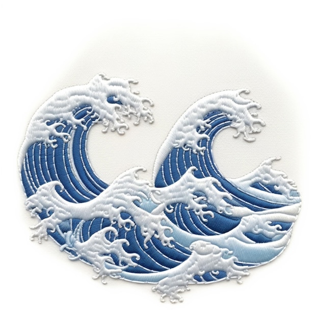 a close up of a wave with a white background and blue water generative ai