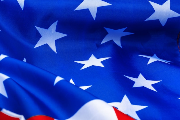 Close-up of waving American flag