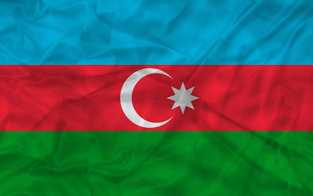 アゼルバイジャンの手を振っている旗を閉じます。アゼルバイジャンの旗のシンボル。