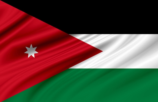 close up waving flag of Jordan. flag symbols of Jordan.