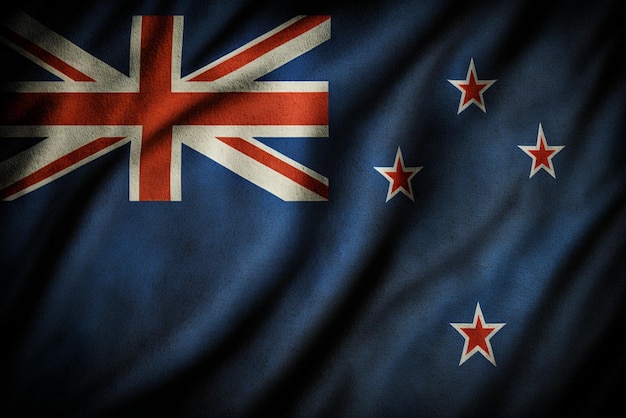 close up of the waving flag of New Zealand