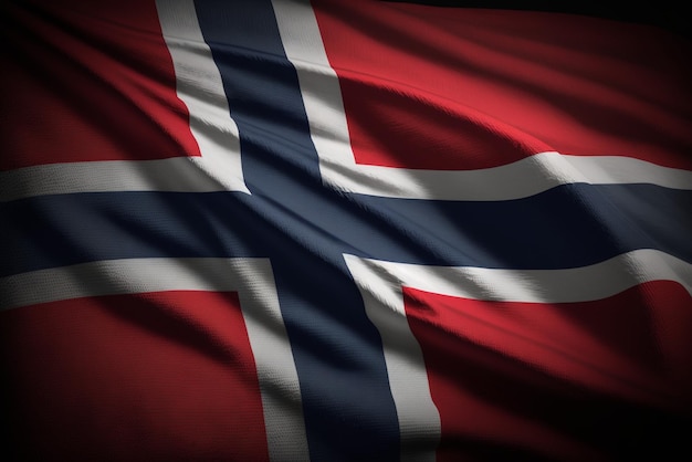 close up of the waving flag of Norway