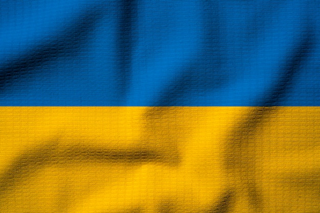 Close up of waving of Ukraine flag for Independence Day concept