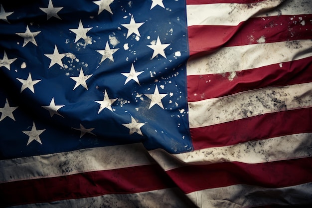 Близкий взгляд на выветрившийся американский флаг