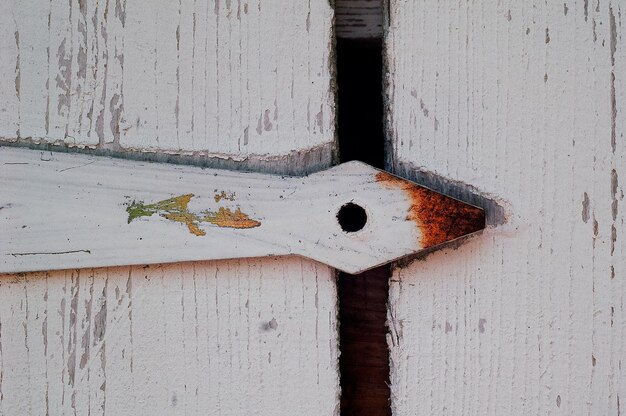 Close-up of weathered door on wall