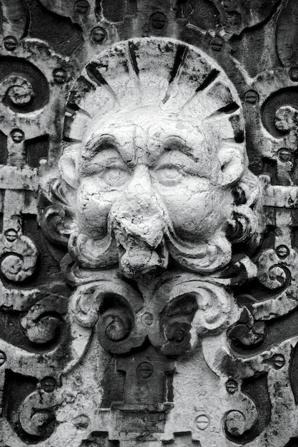Close-up of weathered sculpture