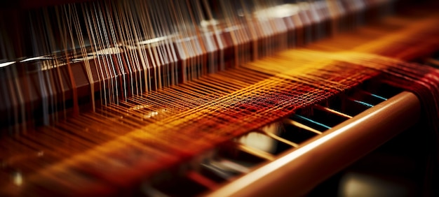 Close up of Weavers Loom in Action