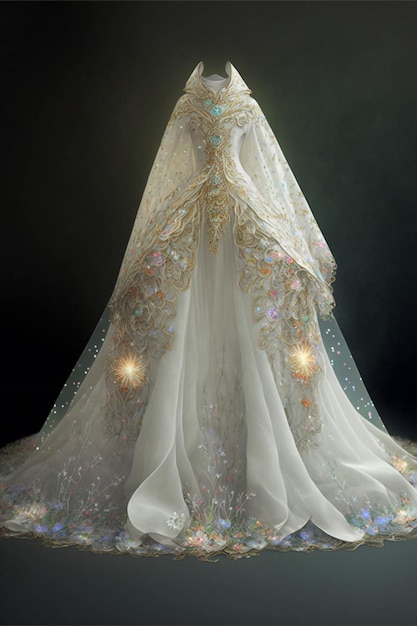 Close up of a wedding dress on a mannequin generative ai