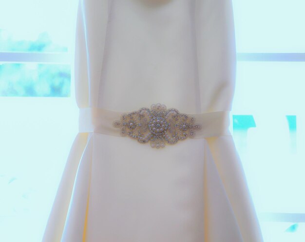 Close-up of wedding dress