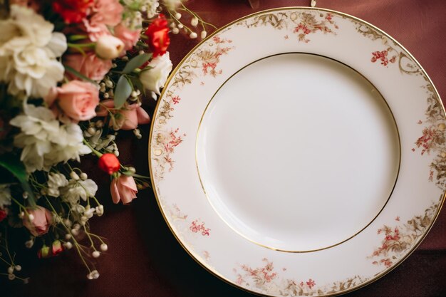 close up wedding style empty plate