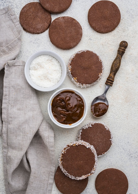 Foto close-up weergave van heerlijke alfajores