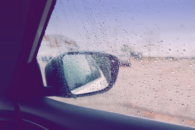 Photo close-up of wet car window