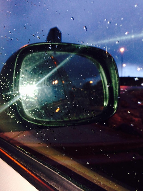 Close-up of wet car window