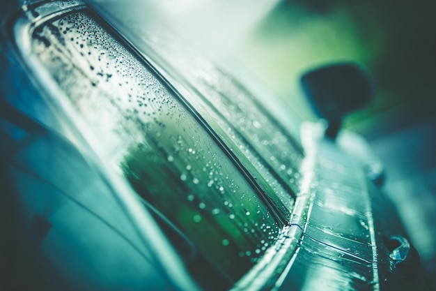 Close-up of wet car