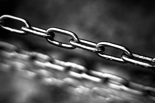 Close-up of wet metal chain