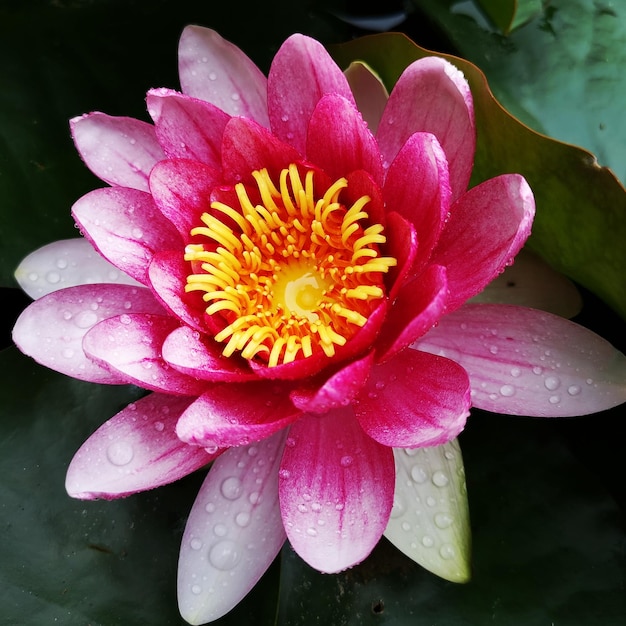 Foto close-up di un fiore rosa bagnato