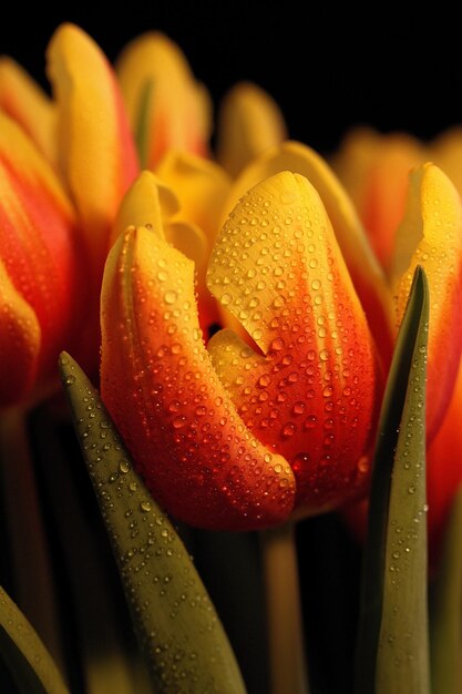 Photo close-up of wet red rose