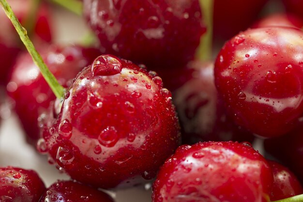 Close-up of wet strawberries