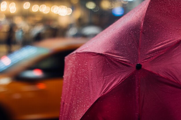 Photo close up of wet umbrella