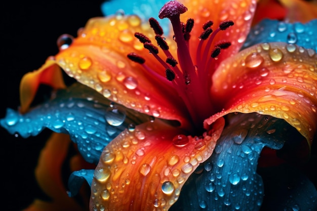 Close up of wet vibrant flower petals