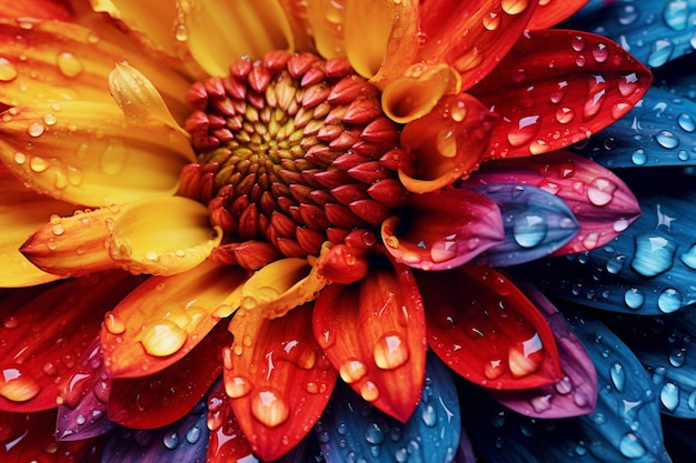 Close up of wet vibrant flower petals