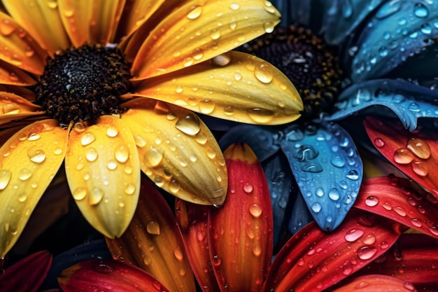 Close up of wet vibrant flower petals