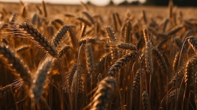 小麦の<unk>の背景のクローズアップ AI生成