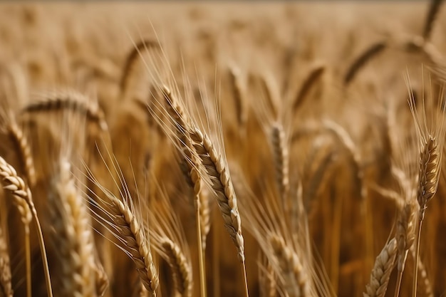 Close up of wheat ears Field of wheat agriculture illustration Ai generative